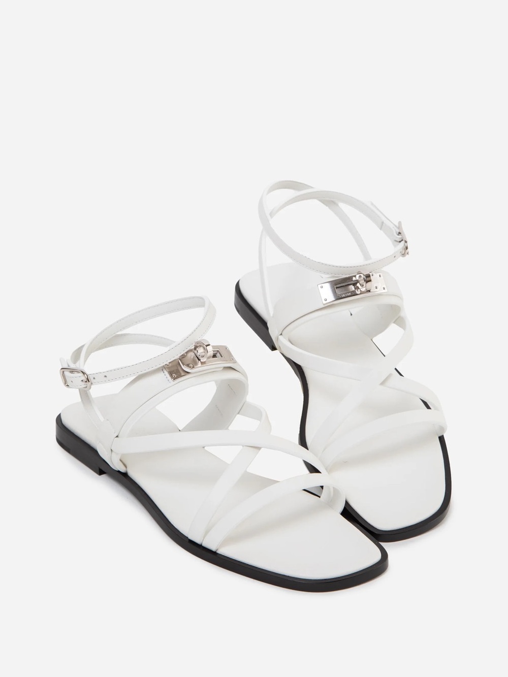 Hermes White Calfskin June Sandals Size 37